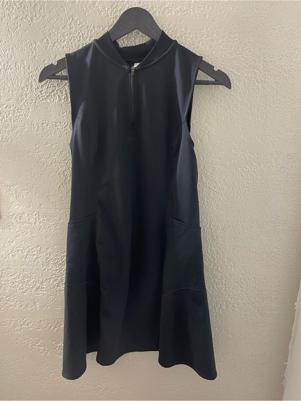 Zella Women’s Sleeveless Activewear Dri-fit Black Zip-Front Shift Mini Dress S